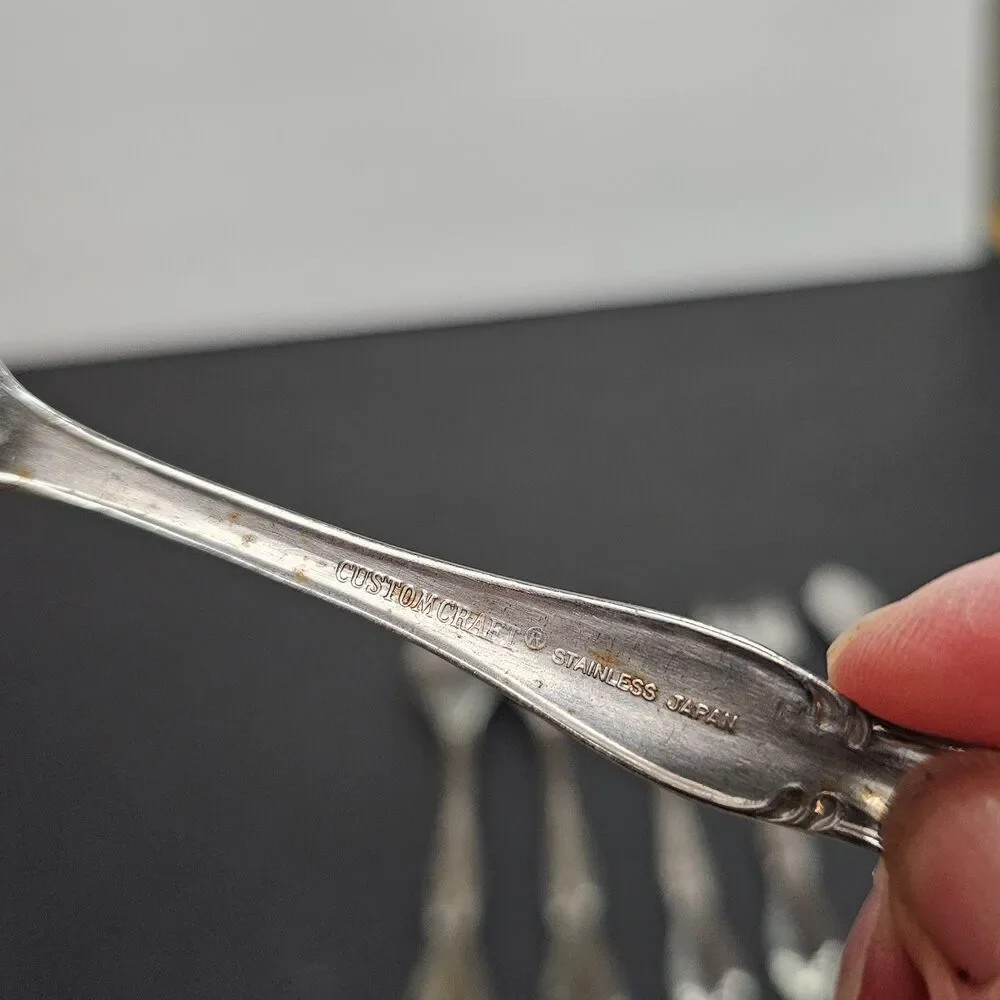Vtg Customcraft CUS11 Stainless Steel Asst Flatware Set of 6 Forks Butter Knife
